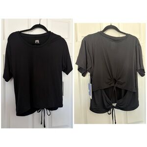 Twist-Back tie Short Sleeve Top — Black